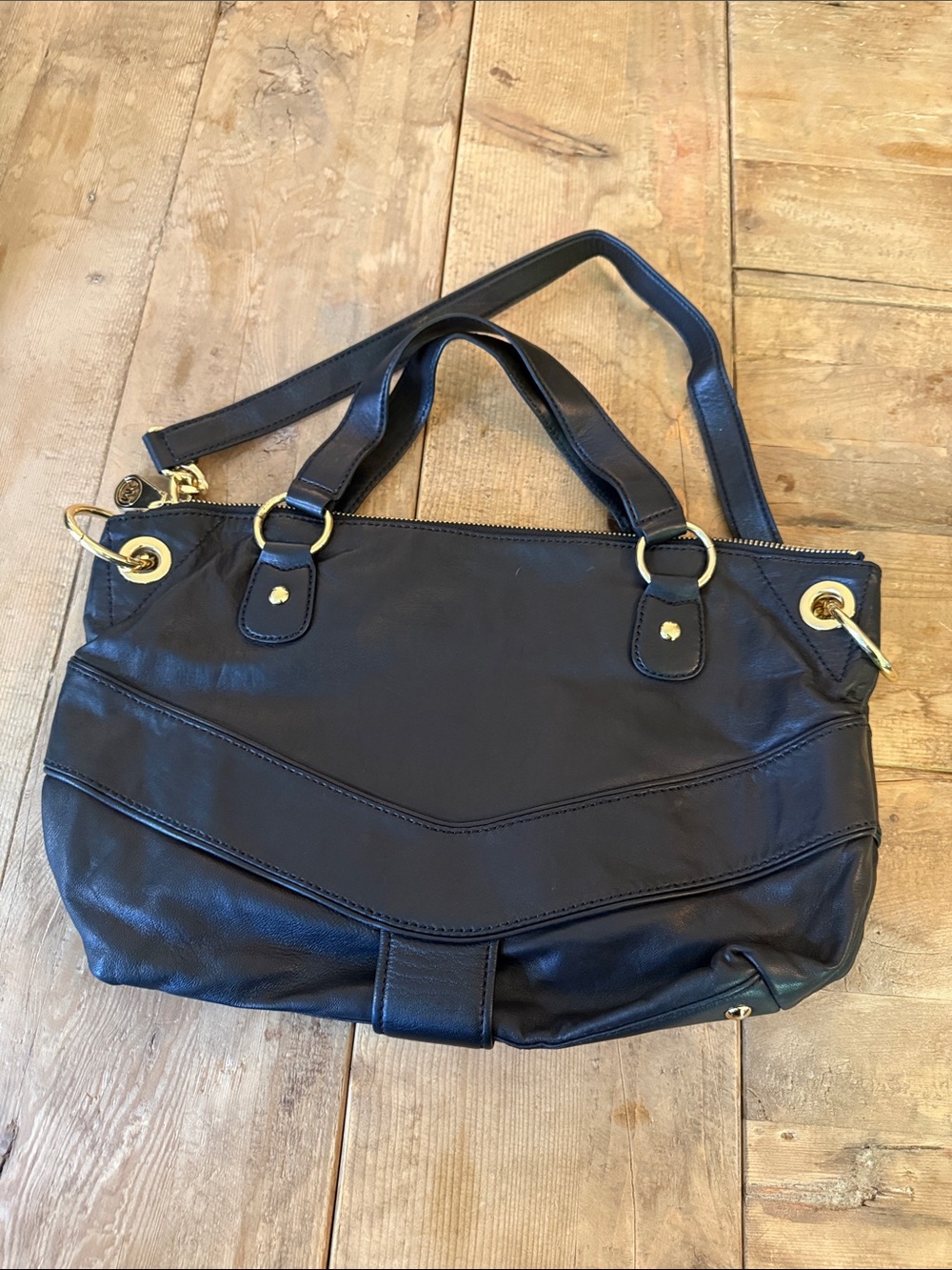 Michael Kors Black Shoulder Bag with Gold Hardware